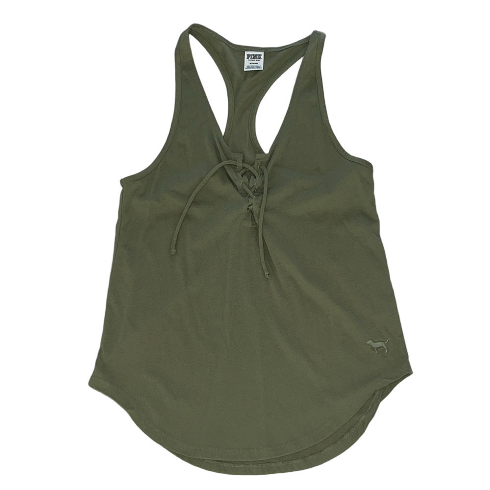 VS Pink Medium racerback army green criss cross bust summer top sexy casual